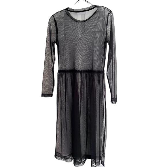 ZARA Black Sheer Pearl Tulle Dress XS – Party, Edgy, Chic - Picture 3 of 7